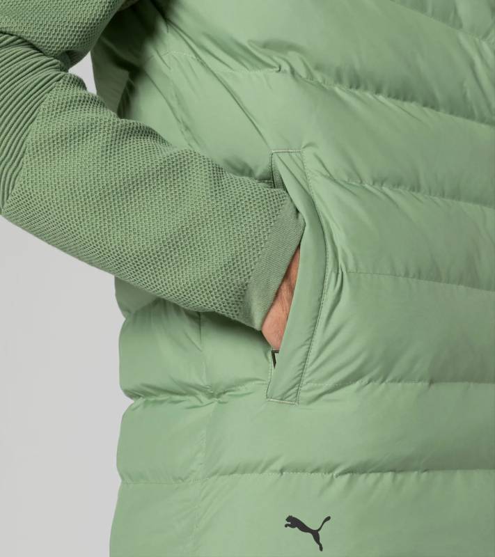 PORSCHE DESIGN Hybrid Jacket Volnočasová prošívaná bunda s pletenými rukávy zelená