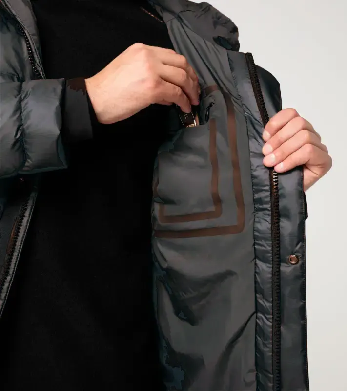 PORSCHE DESIGN Padded Jacket Bunda odlehčená prošívaná s kapucí černá