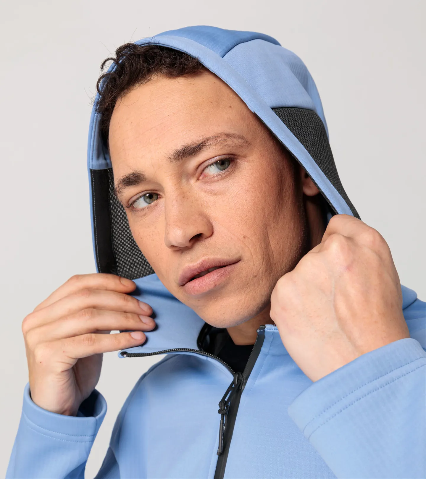 PORSCHE DESIGN Hooded sweat jacket Mikina s kapucí funkční pastelová modrá