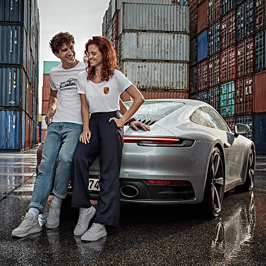PORSCHE Men's 911 Sketch T-Shirt #8 Essential Tričko s kulatým výstřihem bílá
