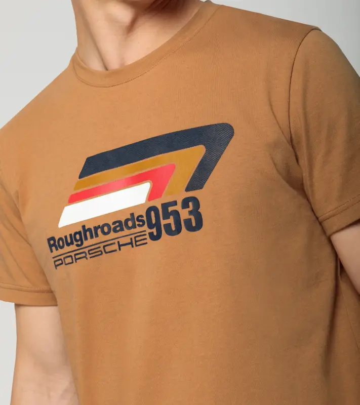 PORSCHE T-Shirt Unisex Roughroads Tričko s kulatým výstřihem a potiskem Porsche 953 pískově hnědá 