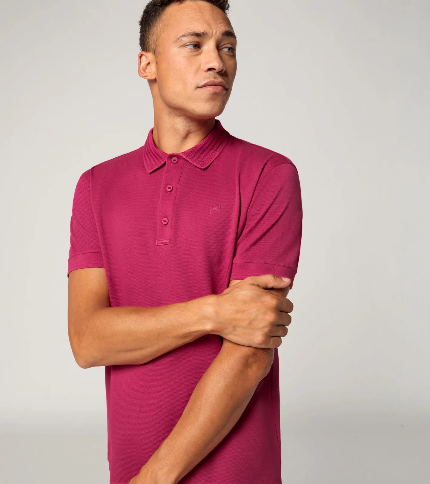 PORSCHE DESIGN TecFlex polo shirt Tričko s límečkem texturou bavlněné purpurová