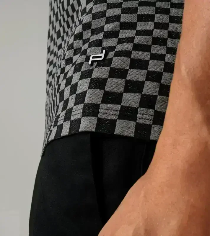 PORSCHE DESIGN Seasonal Polo T-shirt Tričko s límečkem žakárové bavlněné černošedá kostka