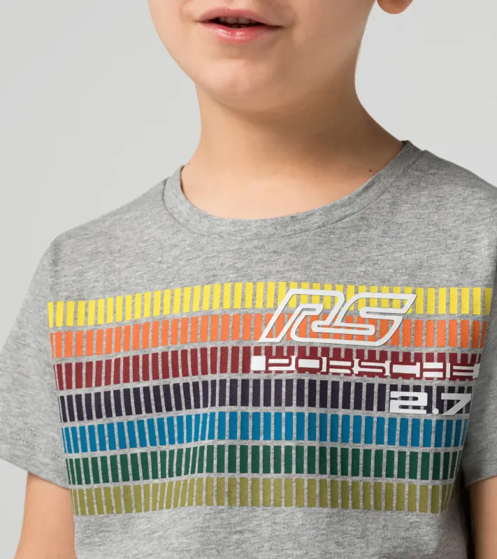 PORSCHE T-shirt RS 2.7 Tričko dětské s kulatým výstřihem šedá s pruhy