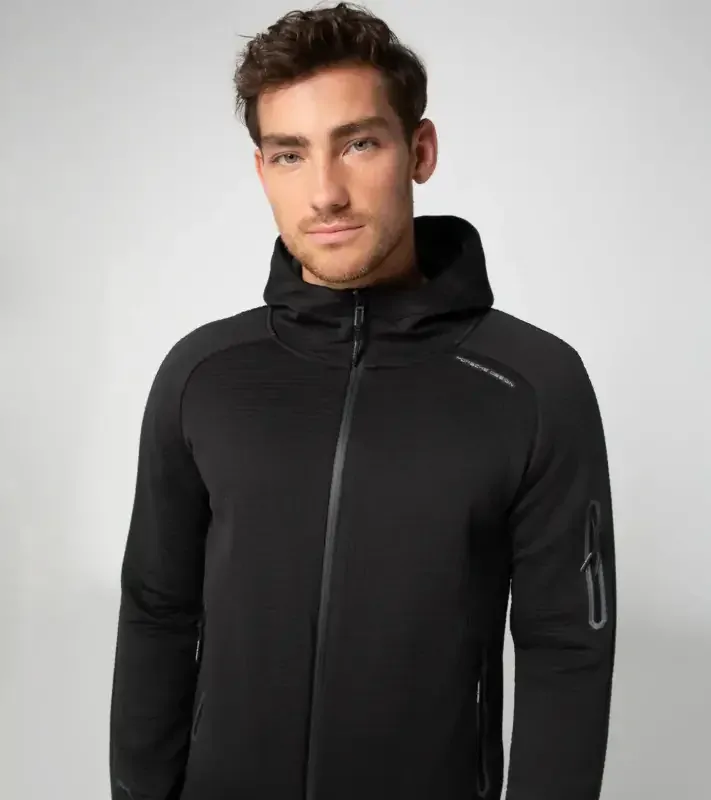 PORSCHE DESIGN Hooded sweat jacket Bunda Mikina pro volný čas na zip s kapucí černá