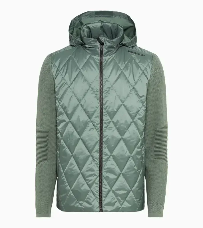 PORSCHE DESIGN Hybrid jacket Bunda prošívaná s pletenými rukávy a kapucí eukalyptová zelená