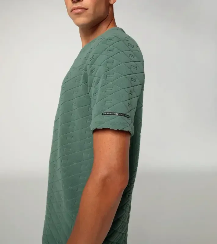 PORSCHE DESIGN Summer T-shirt Tričko s výstřihem ke krku a reliéfním vzorem eukalyptová zelená