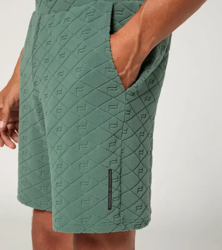 PORSCHE DESIGN Summer shorts Kalhoty krátké s reliéfním vzorem eukalyptová zelená
