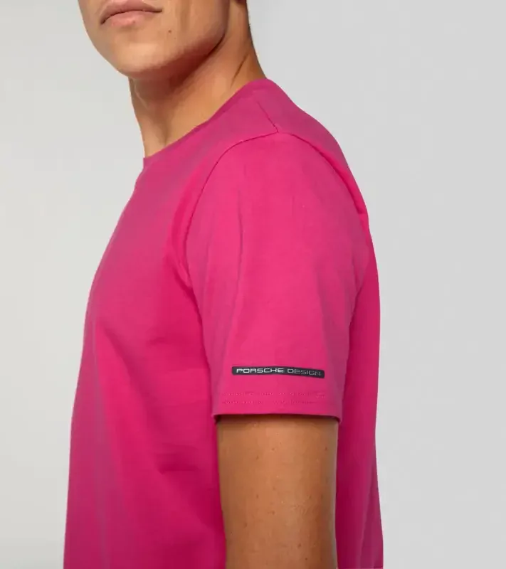 PORSCHE DESIGN Essential T-shirt Tričko sportovní s kulatým výstřihem a logem granátová růže