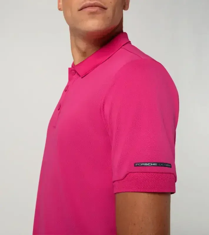 PORSCHE DESIGN Men's Polo Shirt Polokošile tričko s límečkem a knoflíčky granátová růže