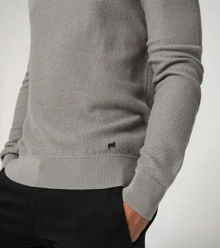PORSCHE DESIGN Jacquard sweater Svetr společenský žakárový světle šedá