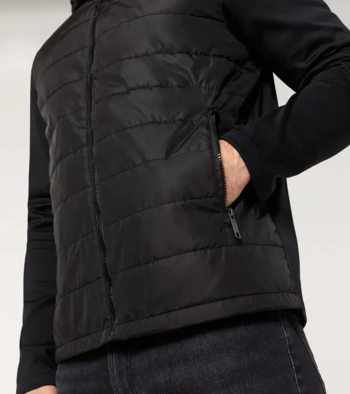 PORSCHE DESIGN Hybrid cardigan Bunda svetr ze dvou materiálů na zip černá