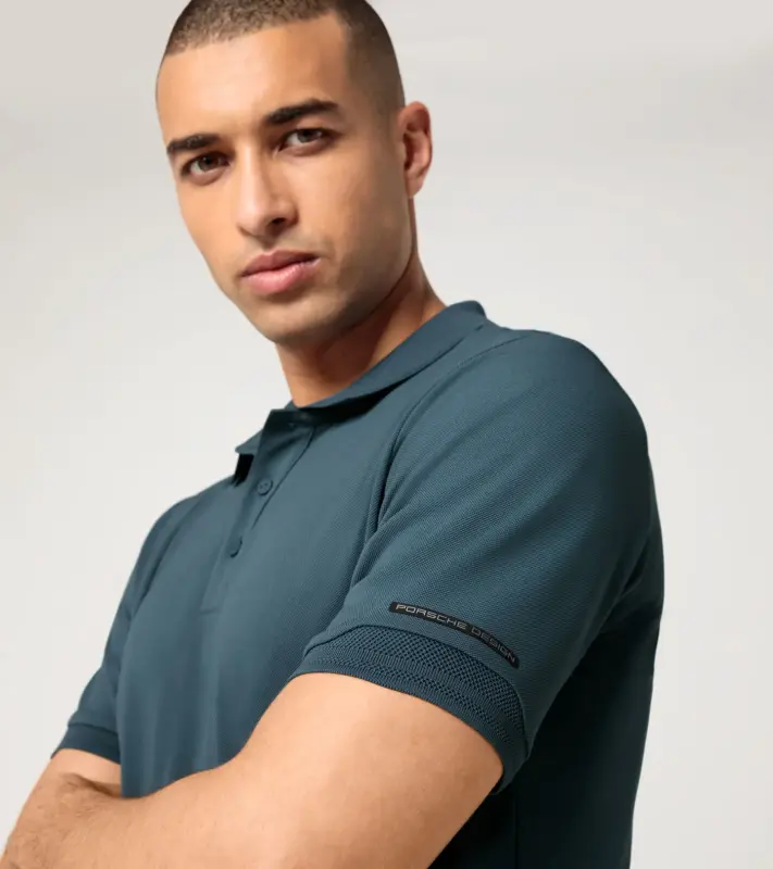 PORSCHE DESIGN Men's Polo Shirt Tričko s límečkem a knoflíčky petrolejově zelená