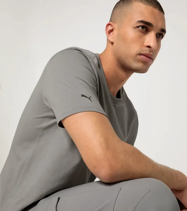 PORSCHE DESIGN Essential T-shirt Tričko sportovní s kulatým výstřihem a logem šedá