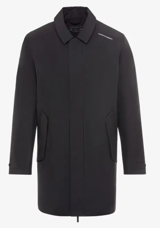 PORSCHE DESIGN Trench coat Trenčkot kabát pro chladnější počasí s odepínací kapucí černá