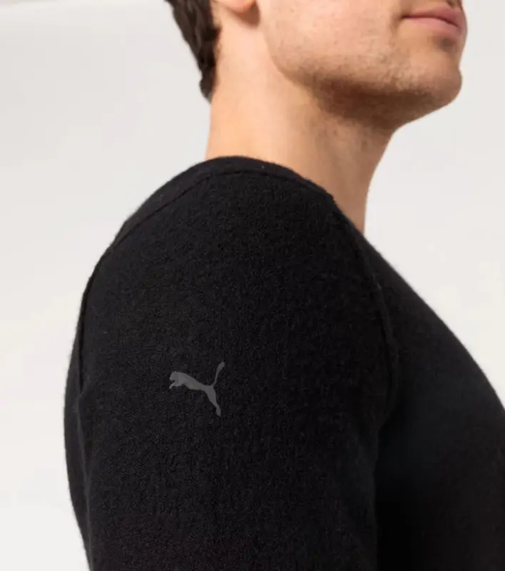 PORSCHE DESIGN Wool Crew Neck Sweater Svetr ke krku z merina s logem černá