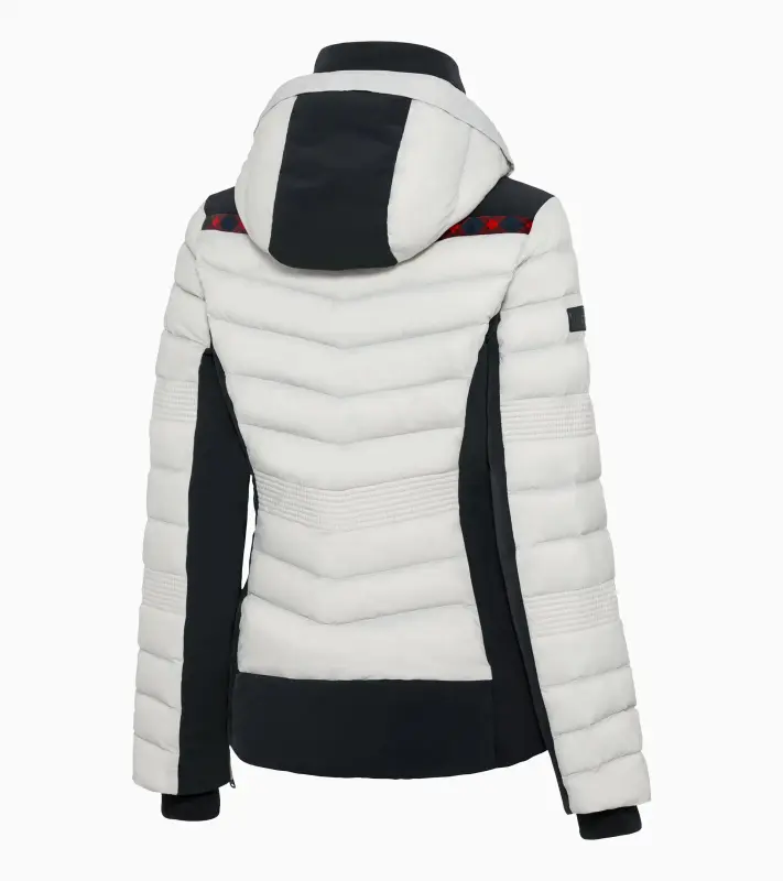 PORSCHE HEAD Women's Ski Jacket Turbo No. 1 Bunda lyžařská dámská s odnímatelnou kapucí alpská bílá s kostkovanými motivy