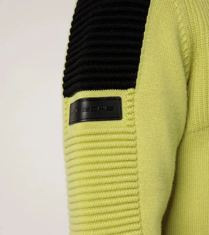 PORSCHE HEAD Knitted Pullover Turbo Svetr pulovr lyžařský pletený funkční z merina v barvě neon žlutá