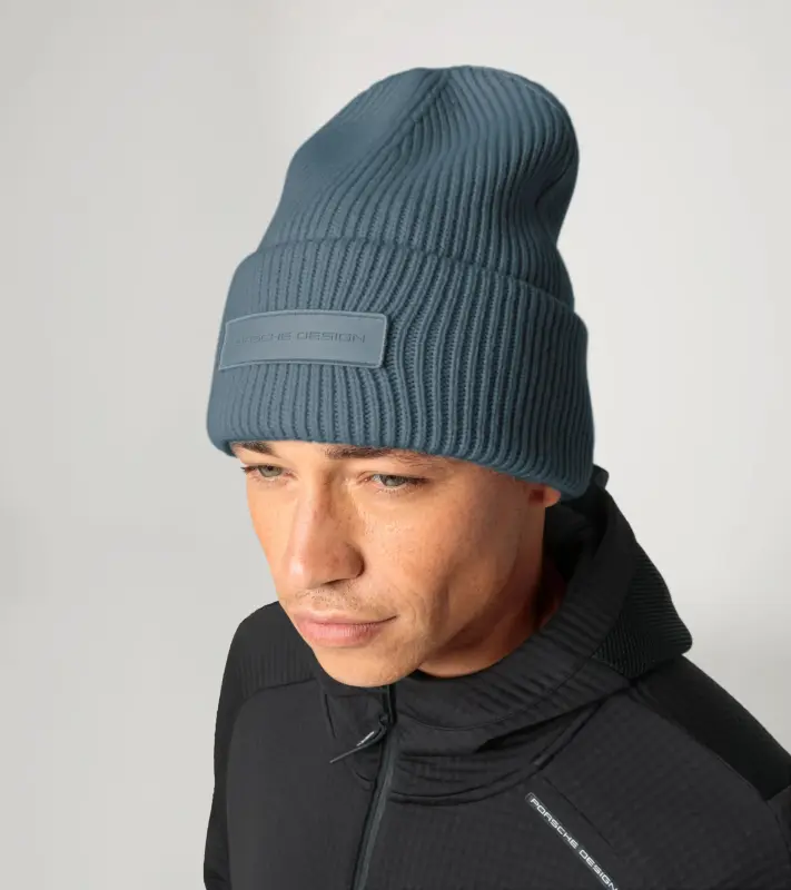 PORSCHE DESIGN Cashmere Beanie Čepice zimní z kašmíru a merina modrošedá