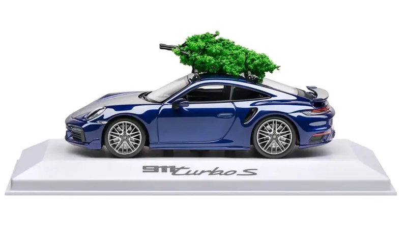 PORSCHE 911 Turbo S with Christmas tree Model 1:43 s vánočním stromečkem modrá
