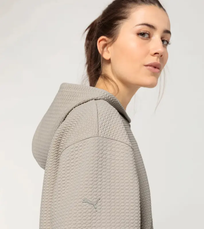 PORSCHE Women's Textured Hoodie Yoga Capsule Collection Mikina dámská fitness yoga béžová kalahari