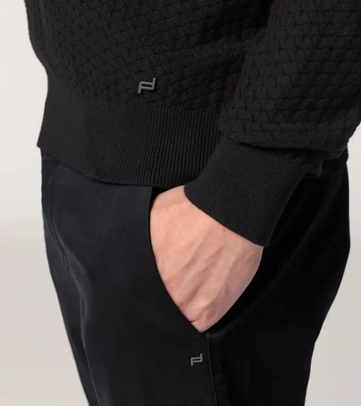 PORSCHE DESIGN Jacquard Sweater Svetr společenský žakárový se vzorem černá