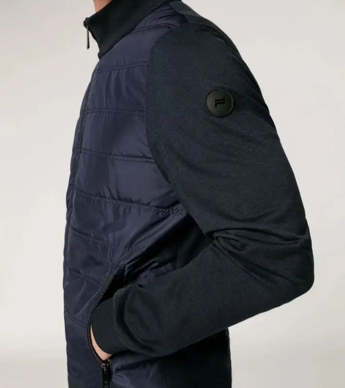 PORSCHE DESIGN Hybrid Cardigan Svetr kardigan na zip ze dvou materiálů tmavě modrá