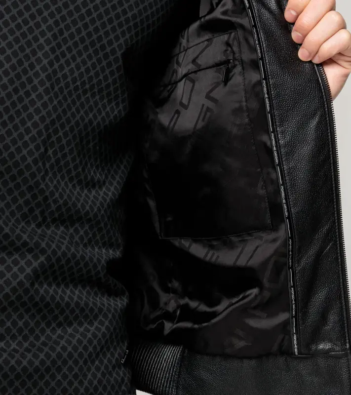 PORSCHE DESIGN Cabrio Leather Jacket Bunda kožená s odnímatelným límcem a podšívkou černá