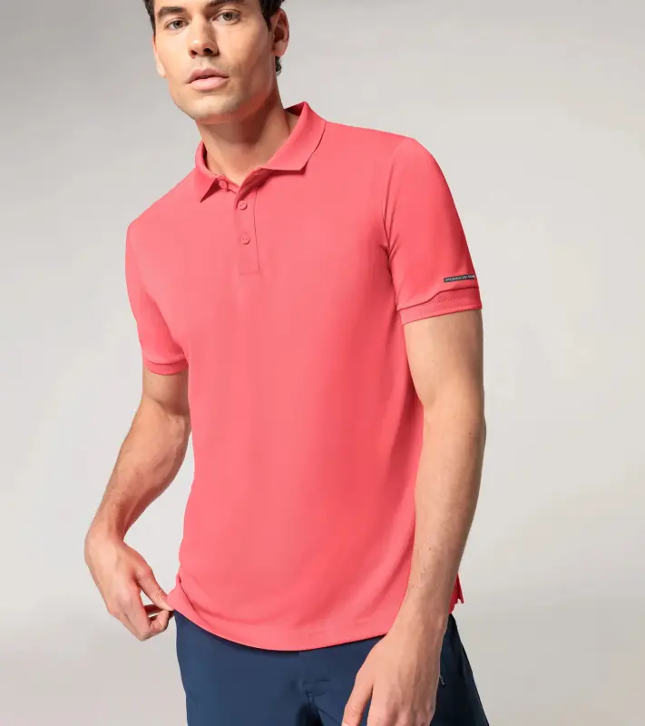 PORSCHE DESIGN Men's Polo Shirt Polokošile tričko s límečkem a knoflíčky oranžově korálová