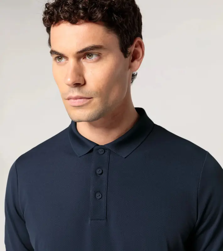PORSCHE DESIGN Men's Polo Shirt Polokošile tričko s límečkem a knoflíčky tmavě modrá