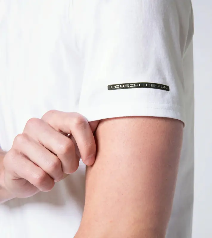 PORSCHE DESIGN T-shirt Essential Tričko volnočasové sportovní s kulatým výstřihem a logem bílá
