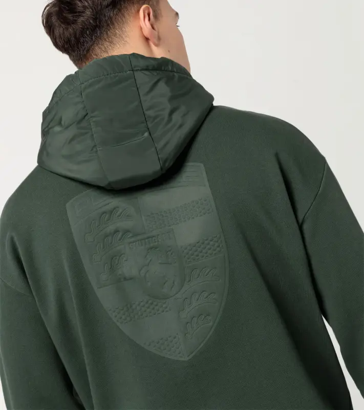 PORSCHE Unisex Hoodie Essential Svetr klokanka uni s kapucí a nápletem tmavší lahvově zelená