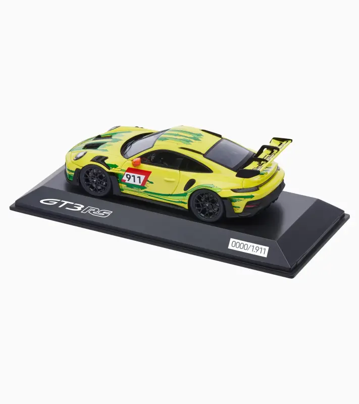PORSCHE 911 GT3 RS (992) Ltd Edition Model 1:43 startovní číslo 911 žlutá