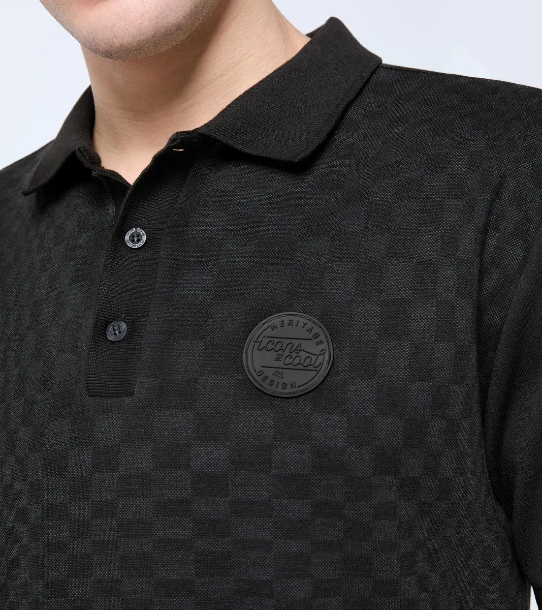 PORSCHE Jacquard polo T-shirt 911 Spirit 70 žakárové polo tričko černé