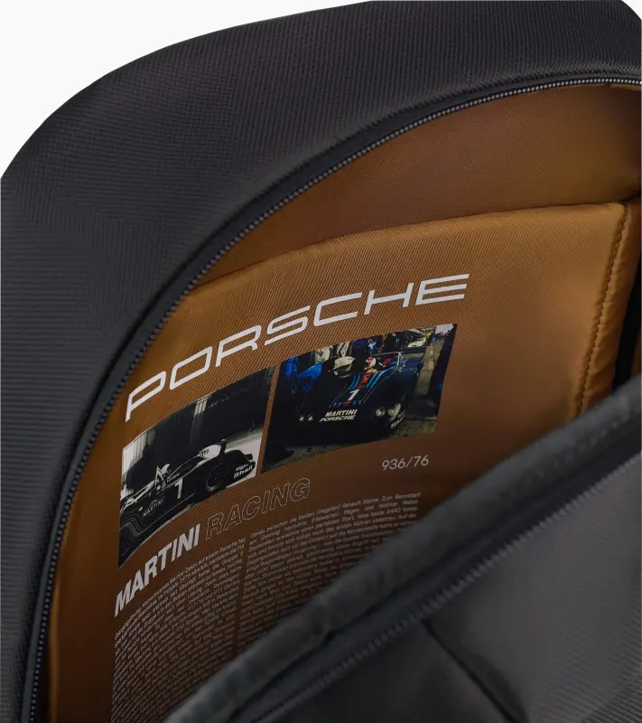 PORSCHE Backpack MARTINI RACING® Batoh do města i na cesty černá s červenomodrými detaily