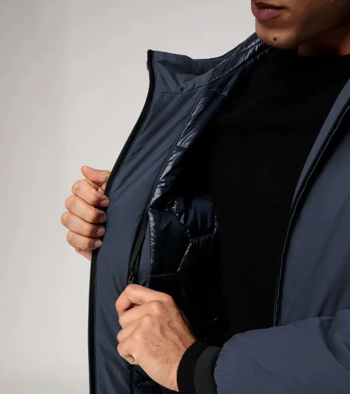 PORSCHE DESIGN Light blouson jacket Bunda volnočasová na zip s podšívkou a kapucí tmavě modrá