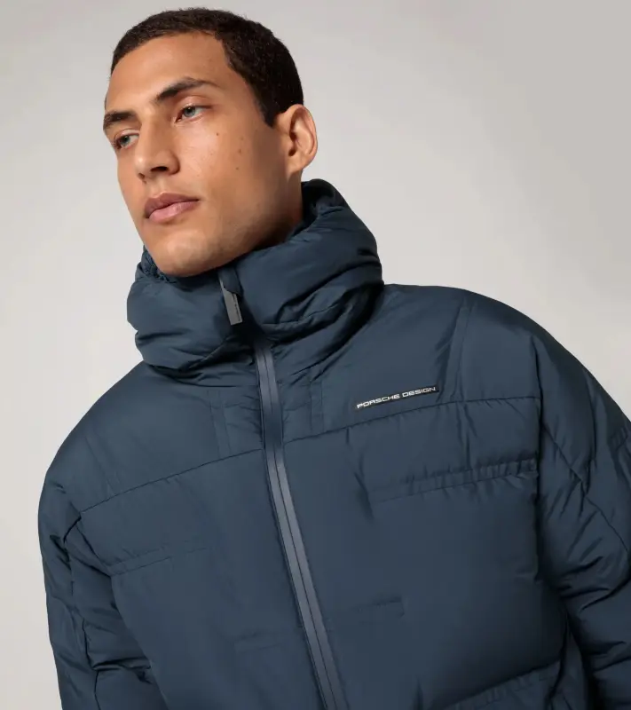 PORSCHE DESIGN Padded jacket Bunda prošívaná zimní s kapucí tmavě modrá