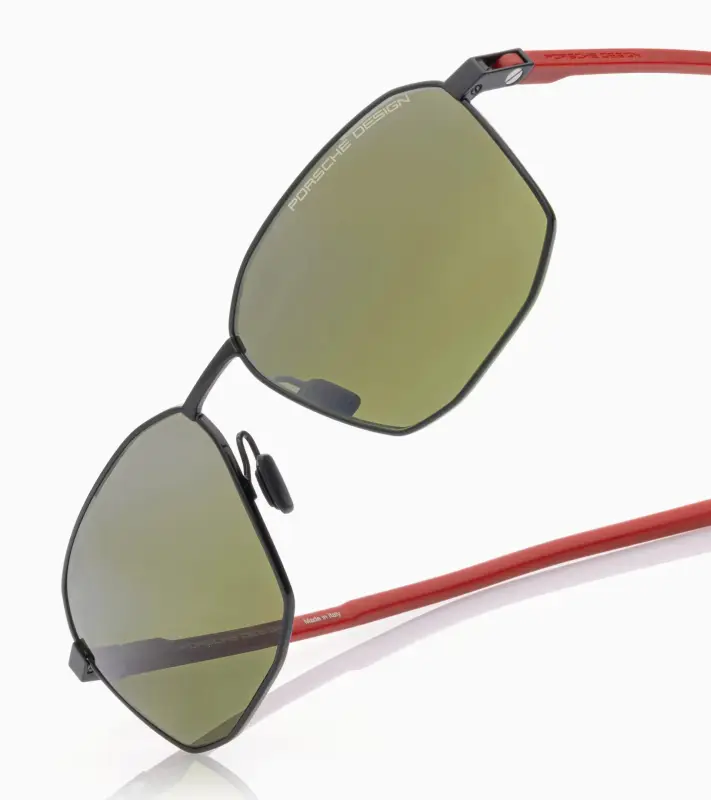 PORSCHE DESIGN Sunglasses P´8989 Sluneční brýle červenočerné se zelenostříbrnými zrcadlovými polarizovanými skly