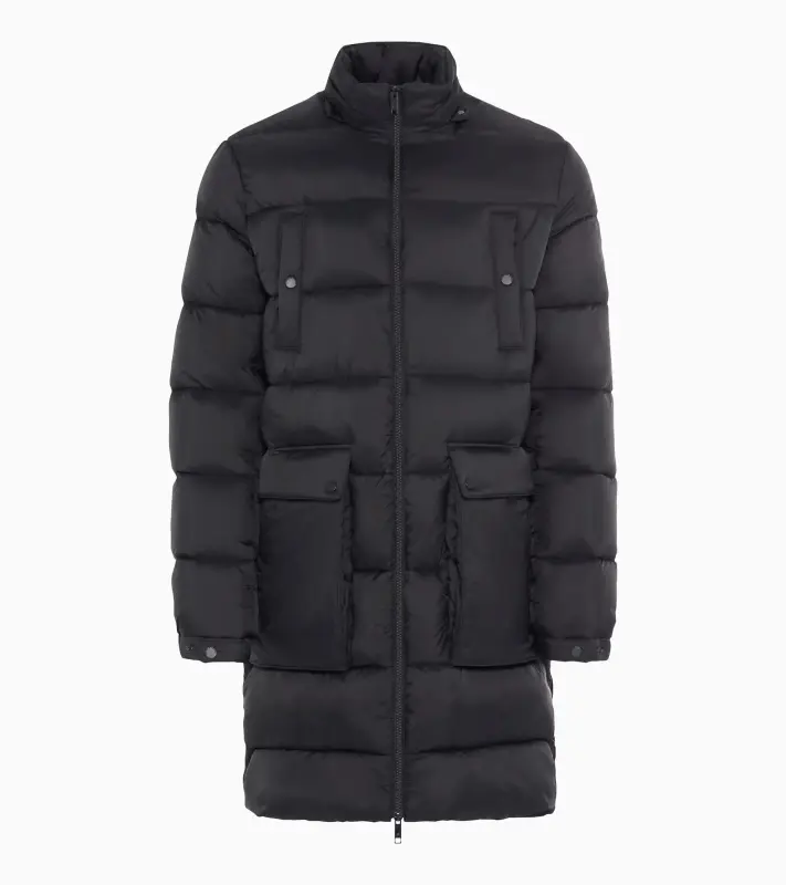 PORSCHE DESIGN Lightweight parka Bunda prošívaná odlehčená delšího střihu s kapucí černá