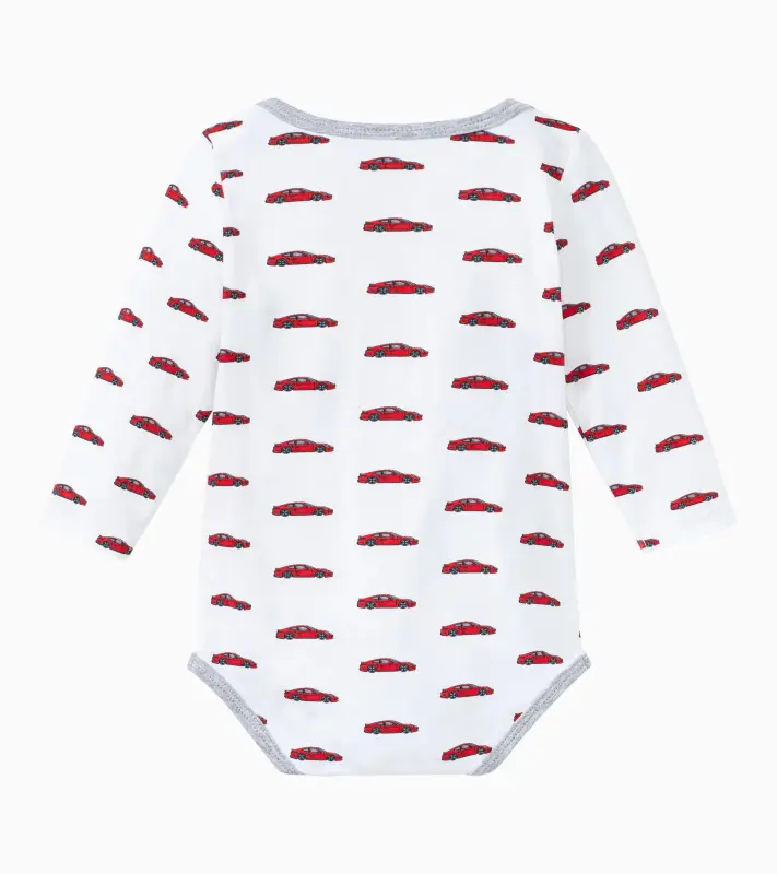 PORSCHE Baby romper set Essential Set pro miminko dupačky čepička ponožky v kufříku bílá s potiskem