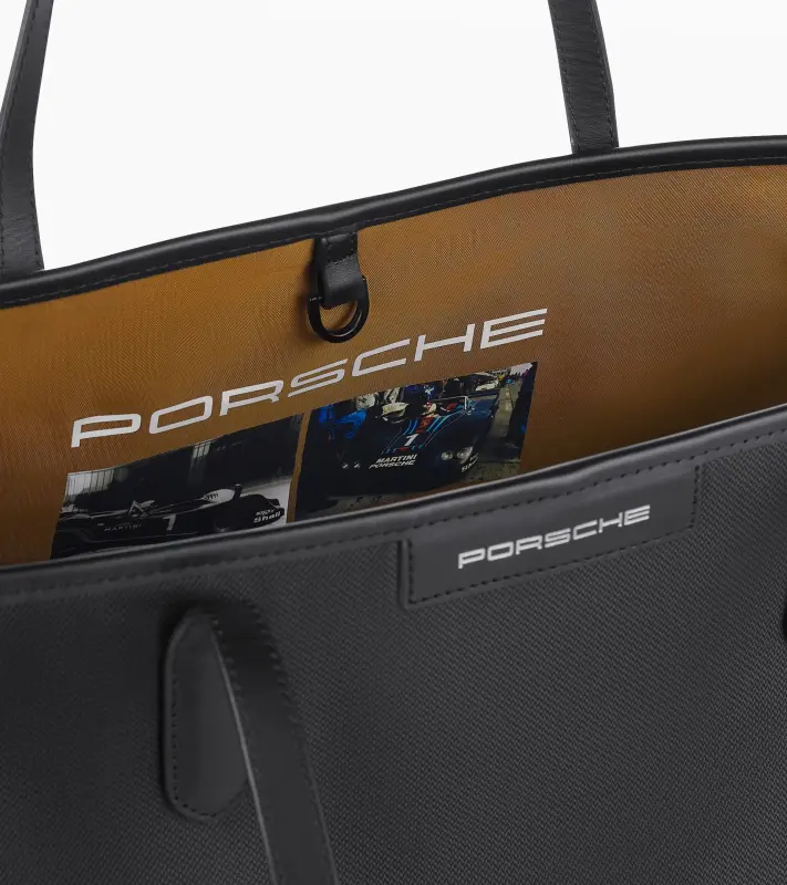 PORSCHE Shopper MARTINI RACING® Taška nákupní s kapsami na zip a koženými detaily černá