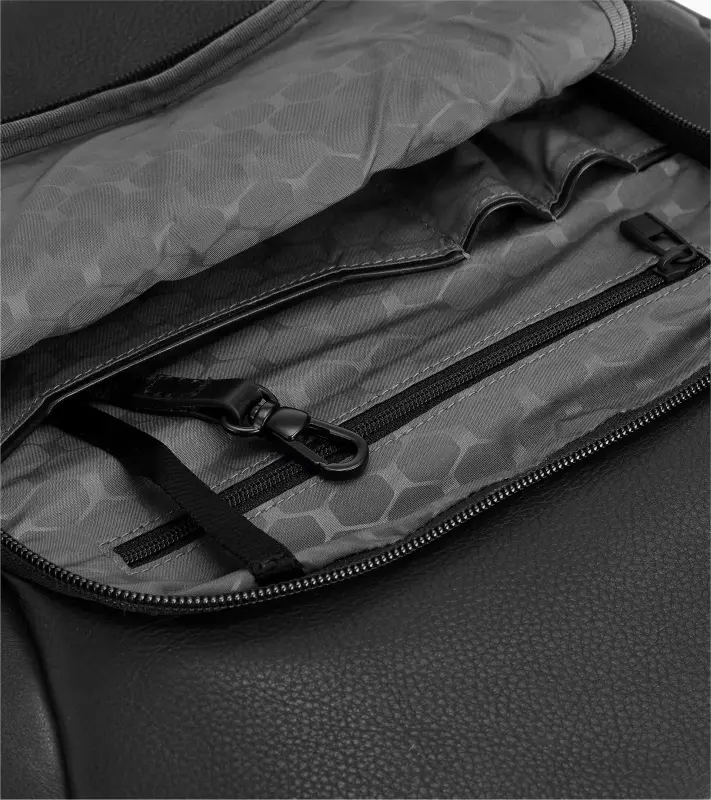 PORSCHE DESIGN Roadster Leather Backpack L Batoh kožený do města s přihrádkou na notebook 15.5" s organizérem a kapsami na zip černý
