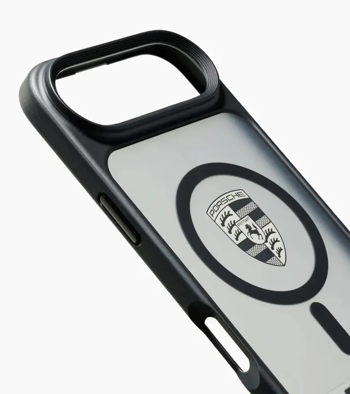 PORSCHE Snap-on case for iPhone® 17 Air Kryt mobilního telefonu iPhone 17 Air se znakem Porsche černý hliníkový rámeček