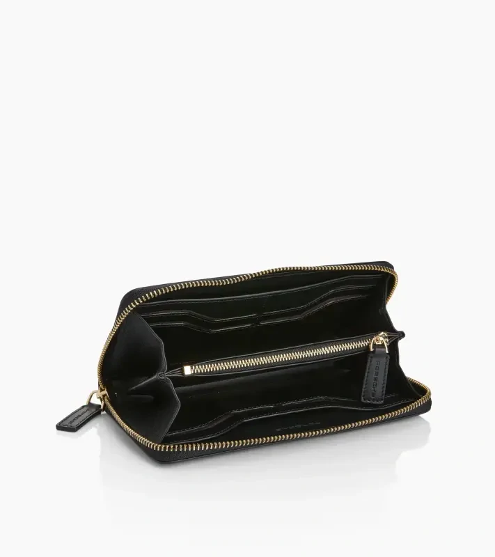 PORSCHE Women's wallet Essential Peněženka dámská na karty, bankovky a drobné černá kožená na zip