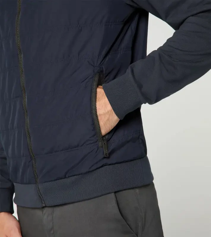 PORSCHE DESIGN Hybrid Cardigan Svetr kardigan s kapsami na zip ze dvou materiálů tmavě modrá