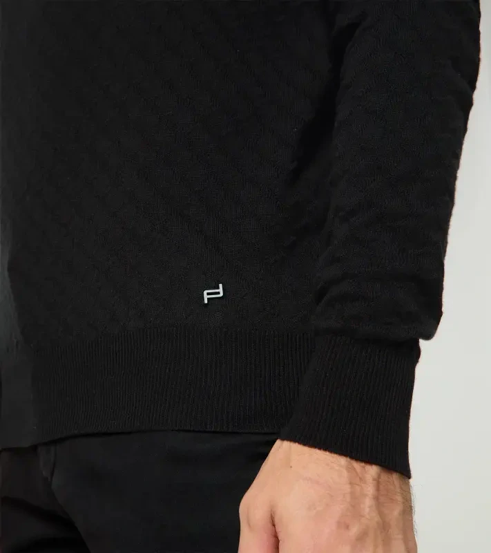 PORSCHE DESIGN Crew-neck Pullover Svetr žakárový pulovr s výstřihem ke krku tmavě modrá