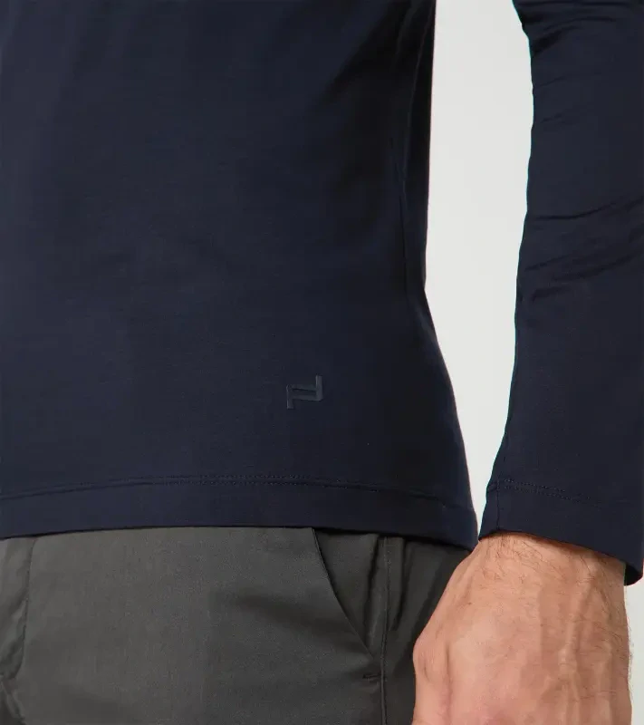 PORSCHE DESIGN Long-sleeve V-neck Shirt Tričko s dlouhým rukávem s výstřihem do V mírně elastické tmavě modrá