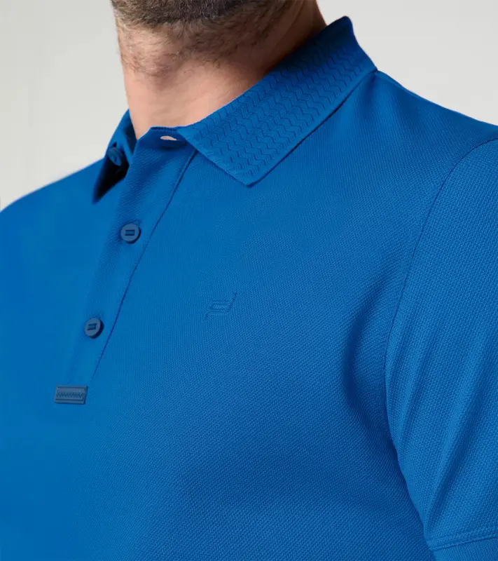 PORSCHE DESIGN TecFlex Polo Tričko bavlněné z piké s límečkem a knoflíkovou légou modré