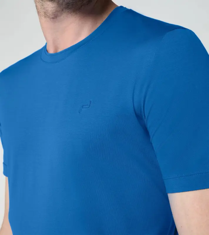 PORSCHE DESIGN Crew Neck T-Shirt Tričko bavlněné elastické s výstřihem ke krku modré