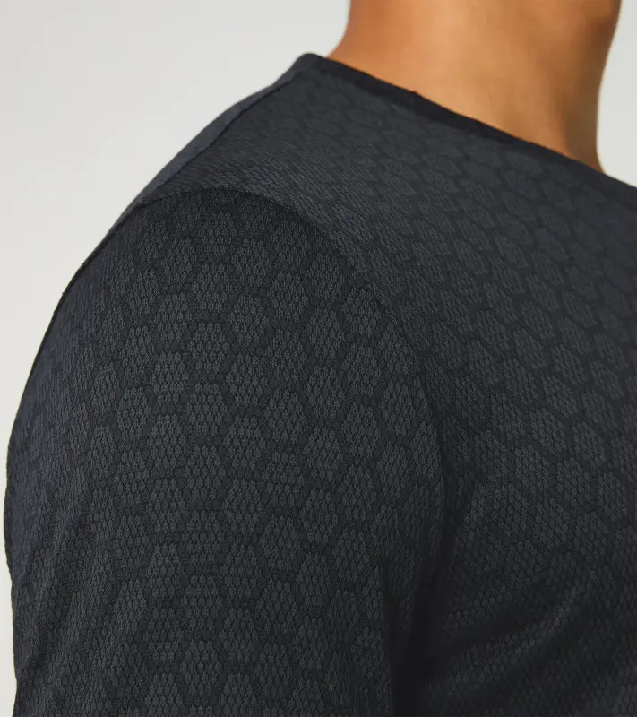 PORSCHE DESIGN Seasonal T-shirt Tričko s kulatým výstřihem žakárové bavlněné černé